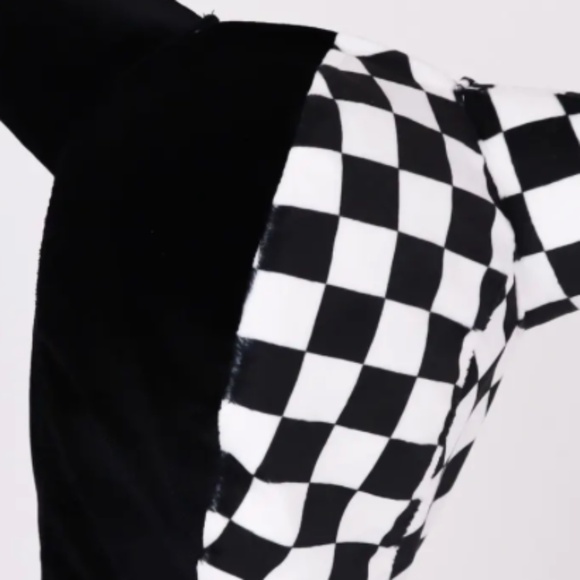 NWOT Harlequin Jester Hat โ Black Checkered Clown Cap Cosplay Joker Mardi Gras - Picture 5 of 5